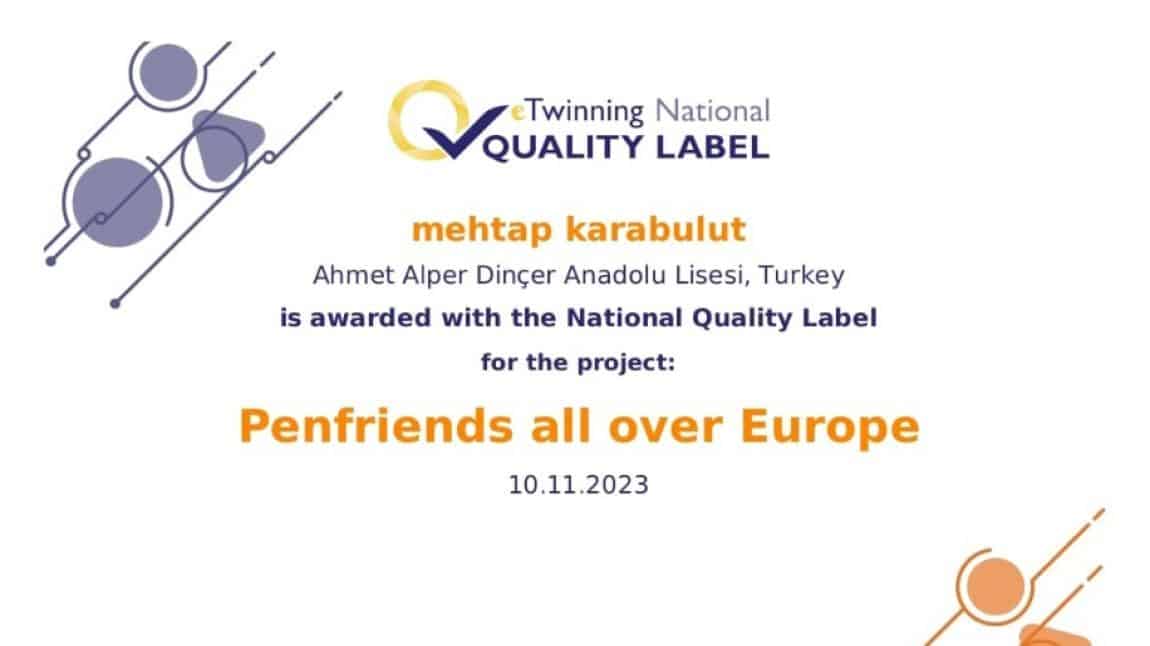 Penfriends All  Over Europe Projesi Kalite Etiketi